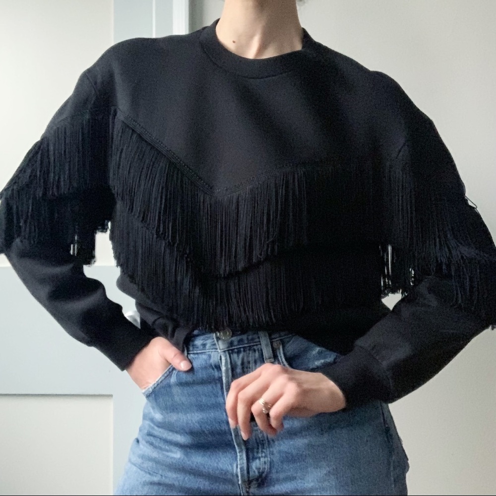 Stella McCartney Black Fringe Sweatshirt - Picture 2 of 8